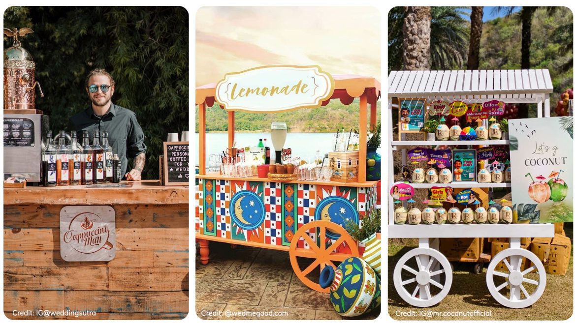 Coffee live bar, lemonade live bar and coconut live bar