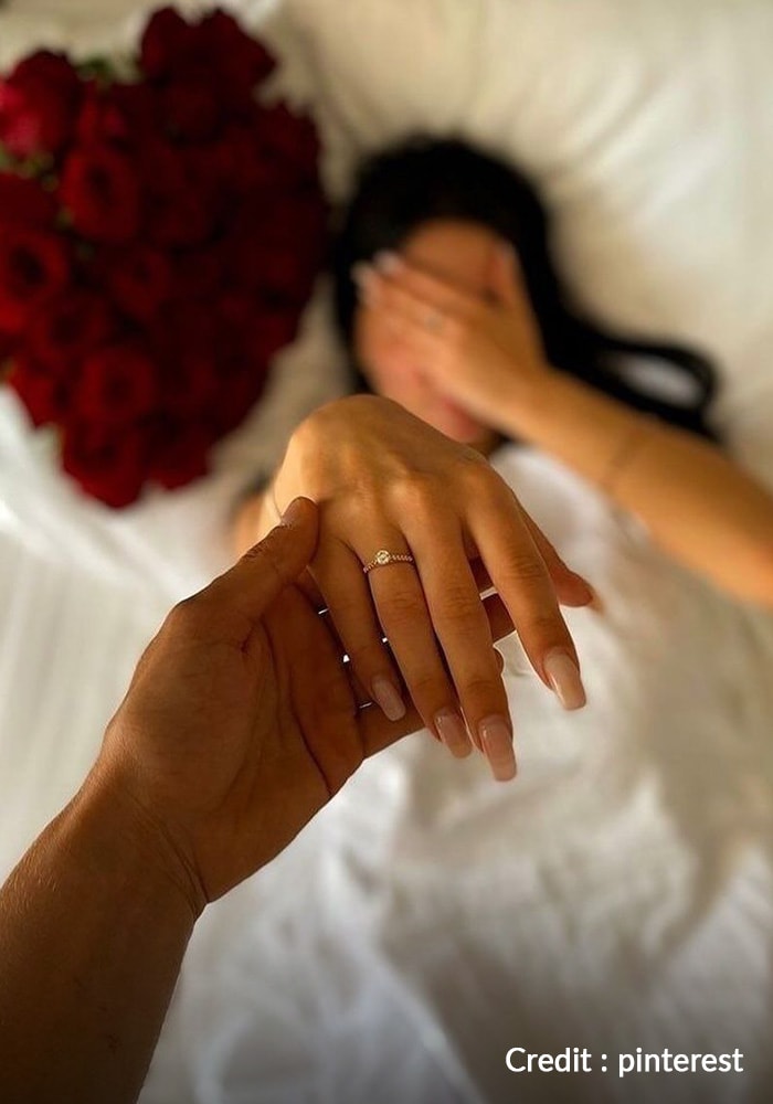 Flaunting engagement ring