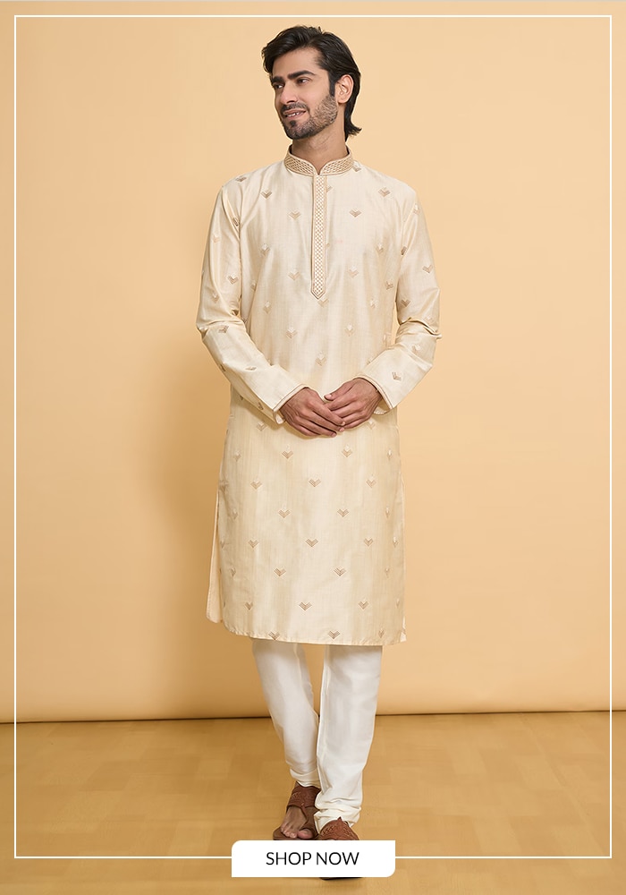 Geometric Embroidered Kurta Churidar