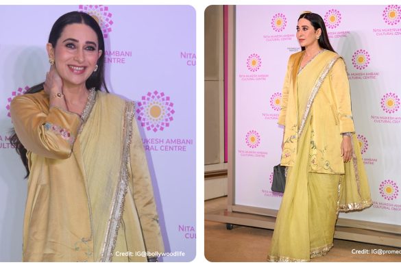 Karisma Kapoor in butter yellow Anavila saree