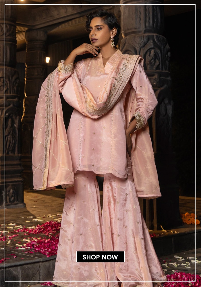 Blush pink kurta sharara set