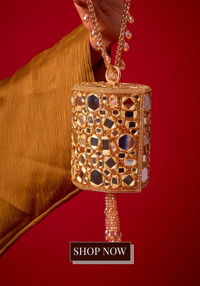 Mirror embroidered bucket bag