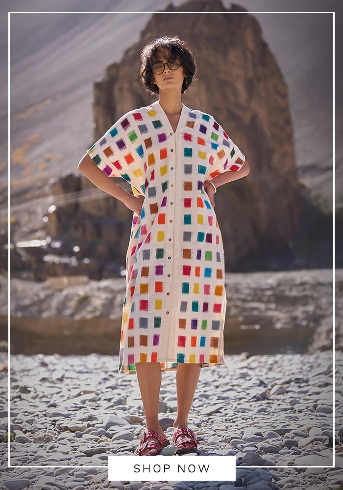 Multi colored white dress