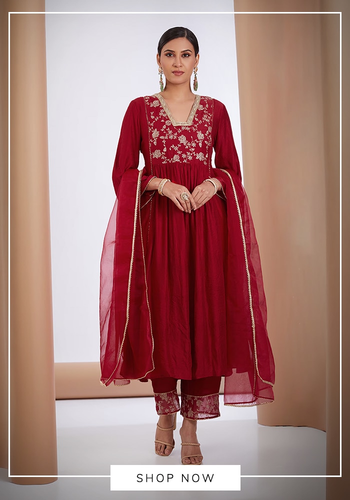 Know Your Designer-Episode 21: Neha Khullar 12 Neha Khullar red anarkali trouser set