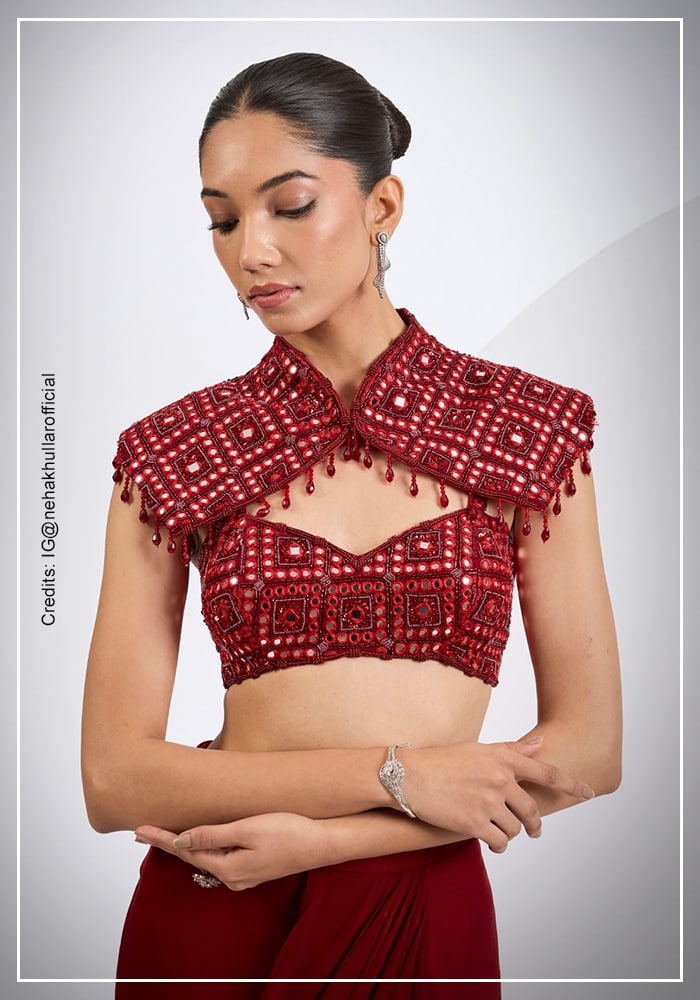 Know Your Designer-Episode 21: Neha Khullar 7 Neha Khullar red cape style blouse