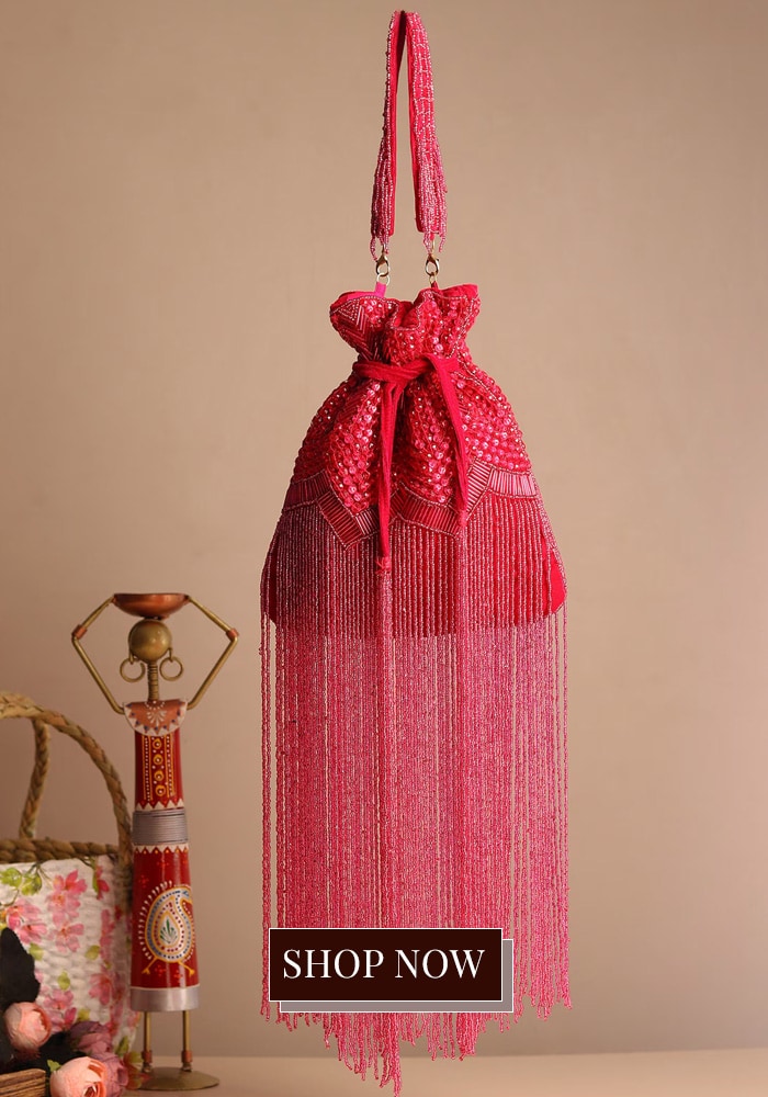 Velvet crystal embellished potli