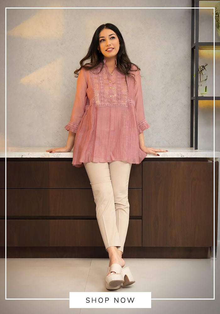 Pink embroidered tunic