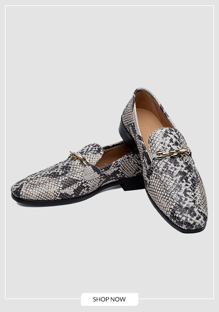 Snake skin pattern loafers