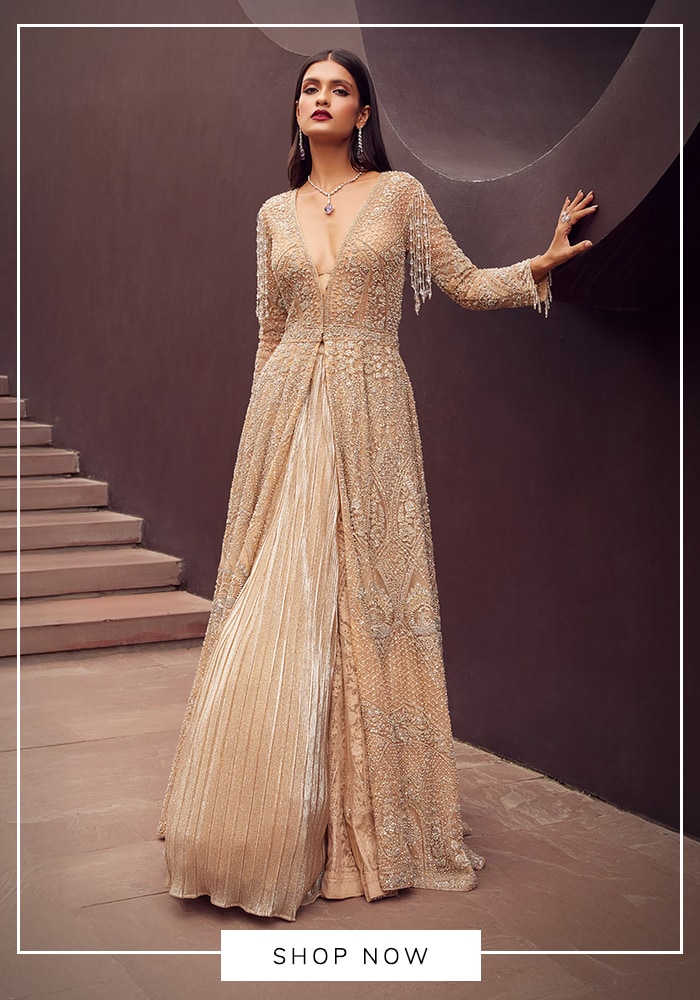 Champagne gold anarkali set