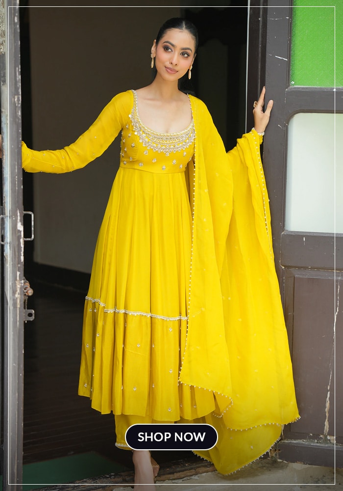 Yellow anarkali set