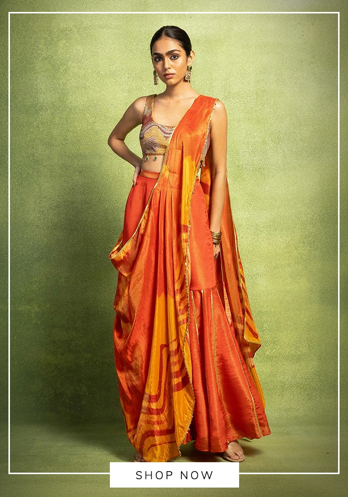 Temple-Ready Red & Orange Outfits for Hanuman Jayanti 2026 7 Fuss-Free Pre-Draped Sarees