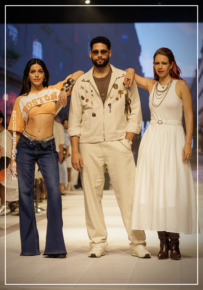 Alaya F, Sidharth Chaturvedi and Kalki Koechlin walking for Max at Lakme Fashion Week 2026