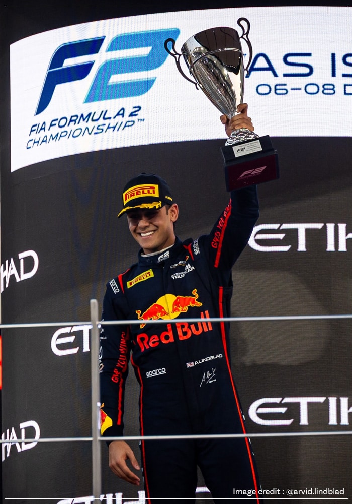 Arvid Lindblad holding a trophy