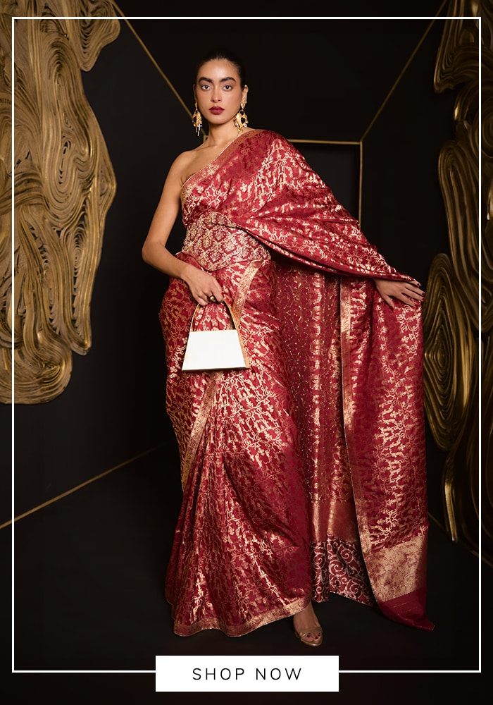 Exquisite Embossed Silk Saree