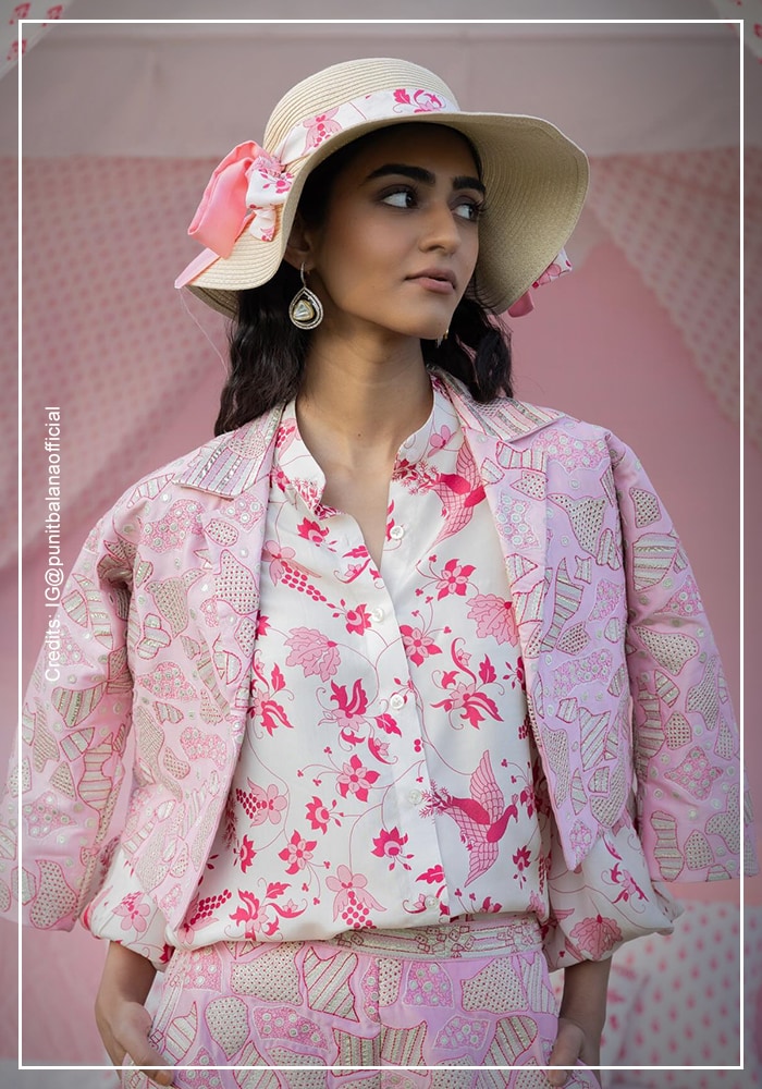 Floral printed blazer set