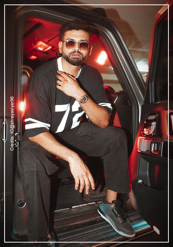 Shreyas Iyer wearing black tee