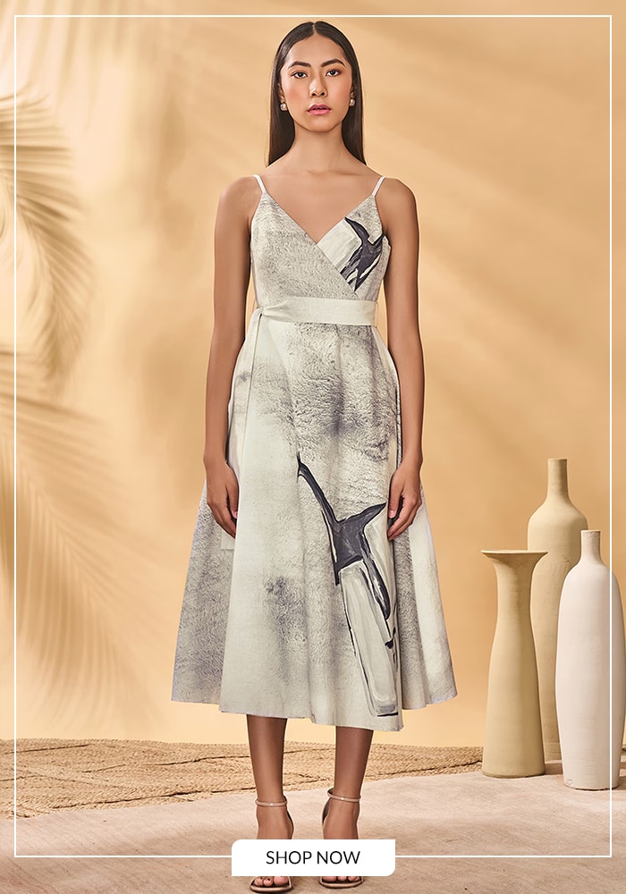 Linen wrap dresses at Aza Fashions