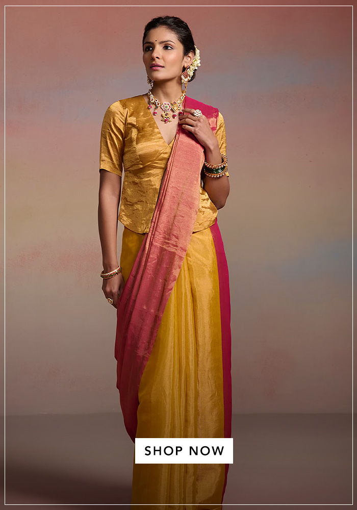 Yellow-Tissue-Beads-Rivya-Saree-With-Unstitched-Blouse-Piece