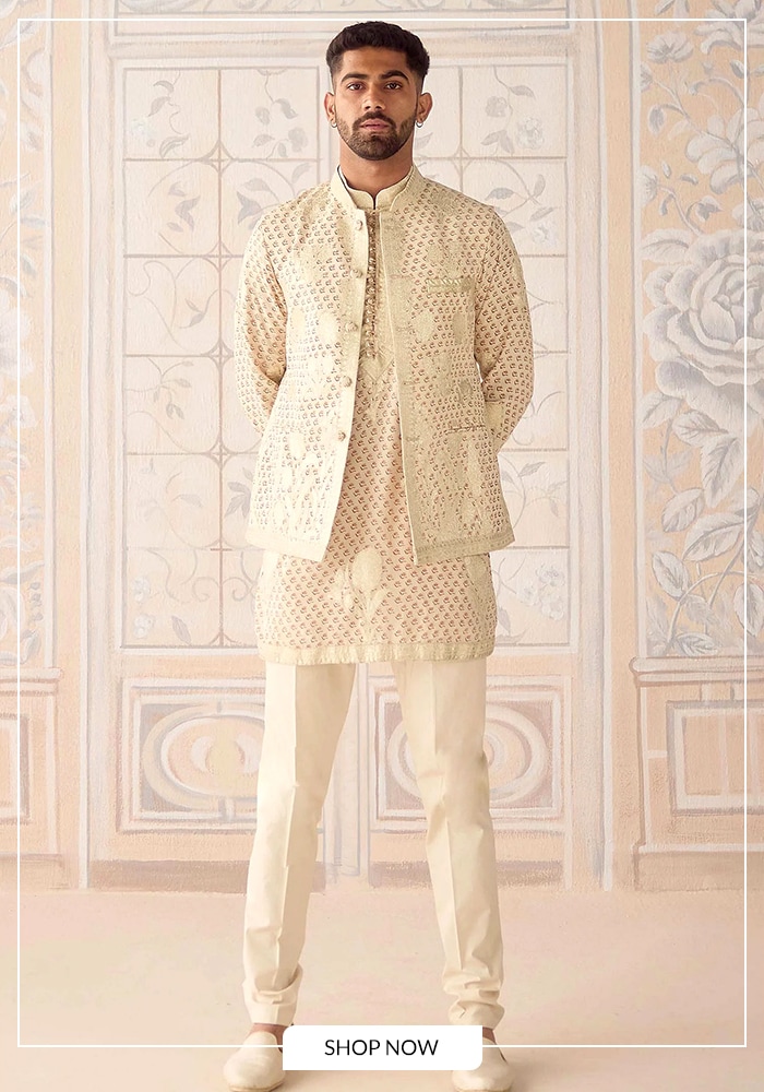 Embroidered Nehru Jacket Set