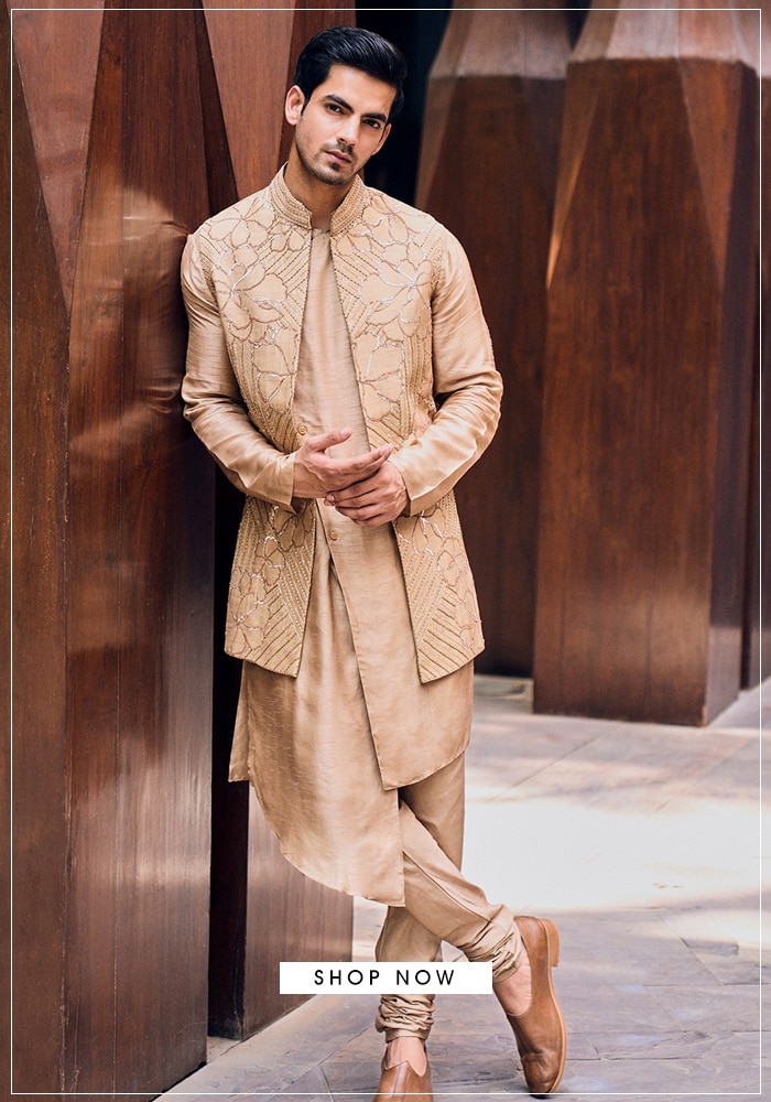Rose gold bundi and kurta set
