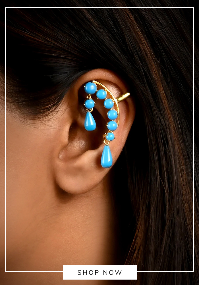Aquamarine ear cuffs