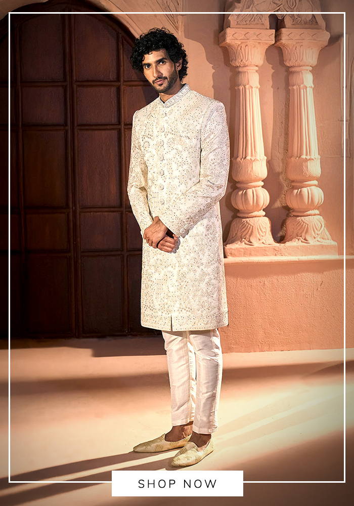 Arihant Rai Sinha ivory and gold sherwani