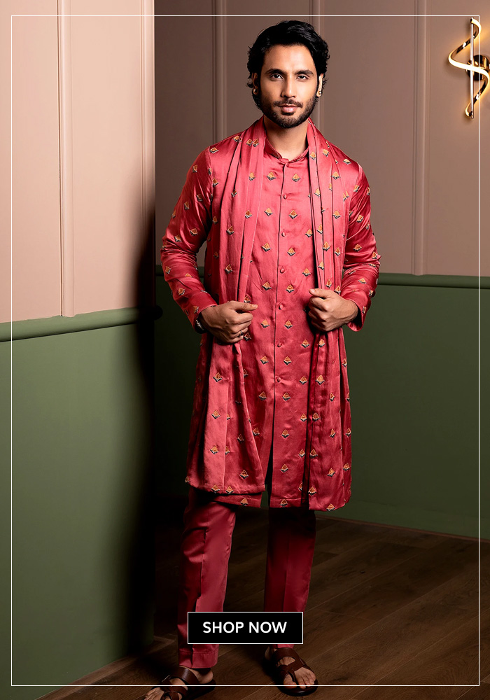 Dark pink kurta set with dupatta