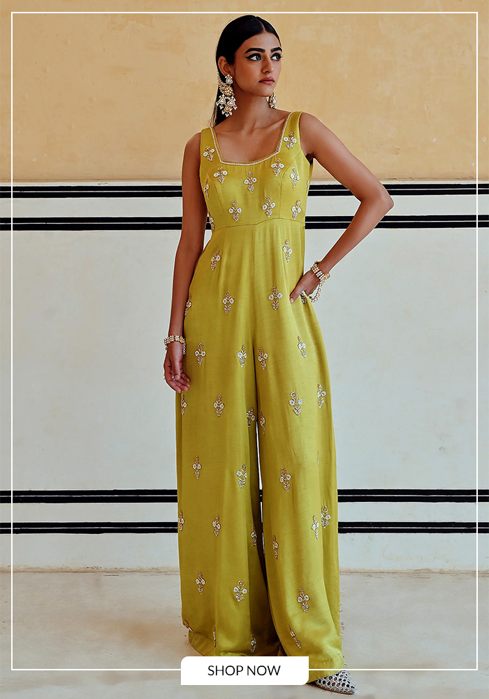 Ease embroidered green jumpsuit