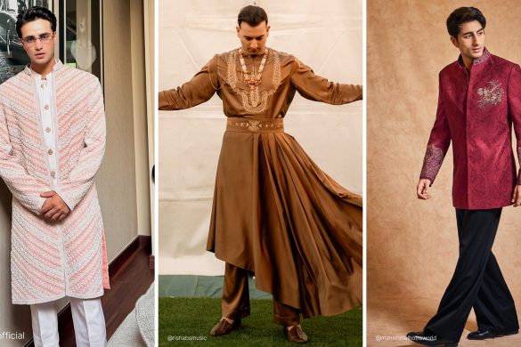 Abhishek Sharma, Raghav Rikhiram Sharma and Ibrahim Ali Khan in sherwani