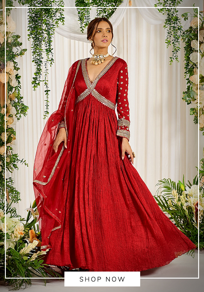 Nidhika Shekhar red embroidered anarkali
