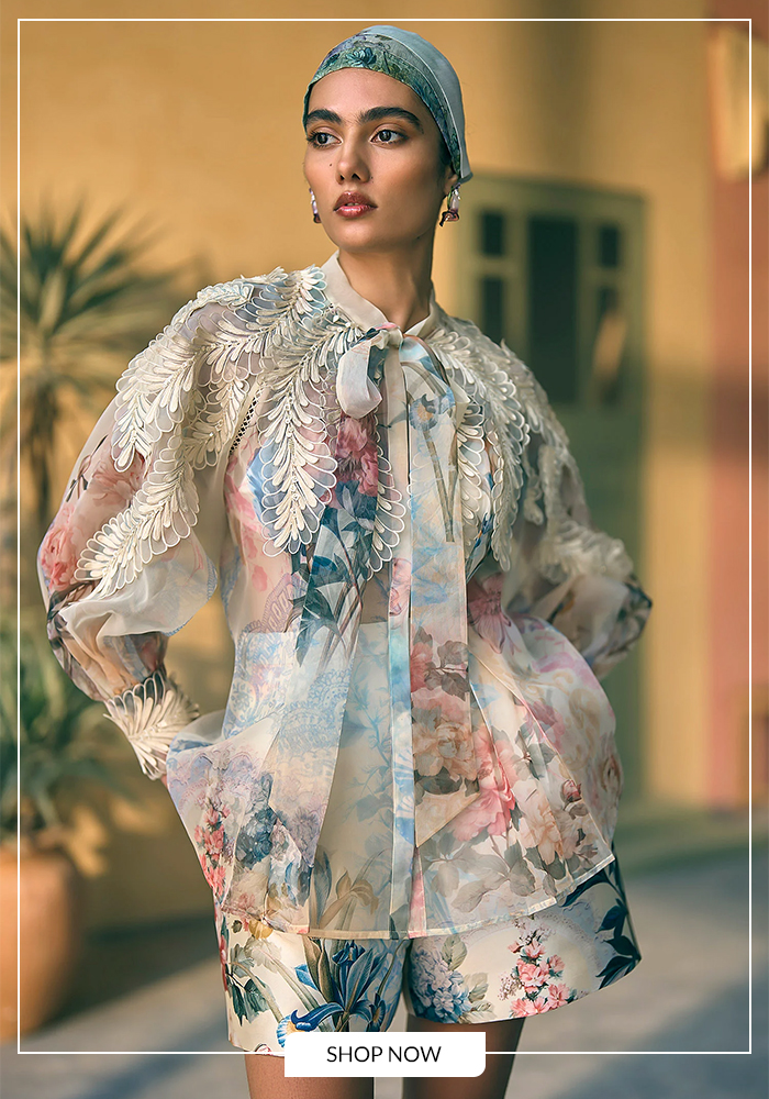 Pankaj and Nidhi printed shorts set