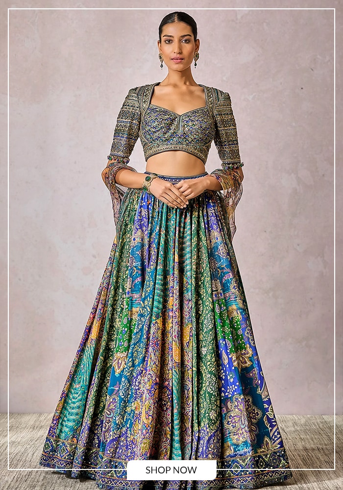 Phulkari print bridal lehenga