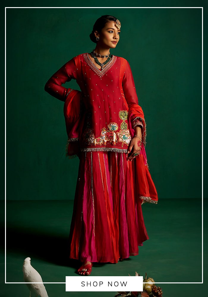 Red pichwai sharara set
