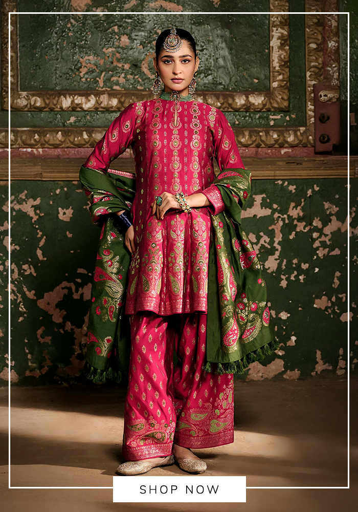 Pink anarkali farshi salwar set