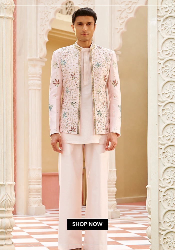 Pink bandhgala for men