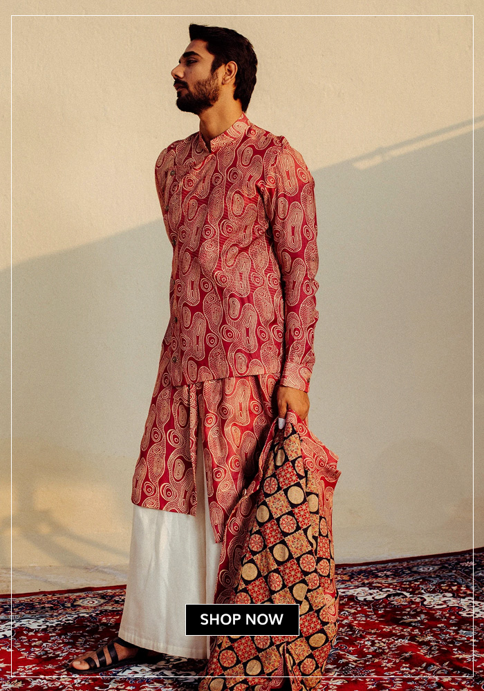 Pink overlap kurta set