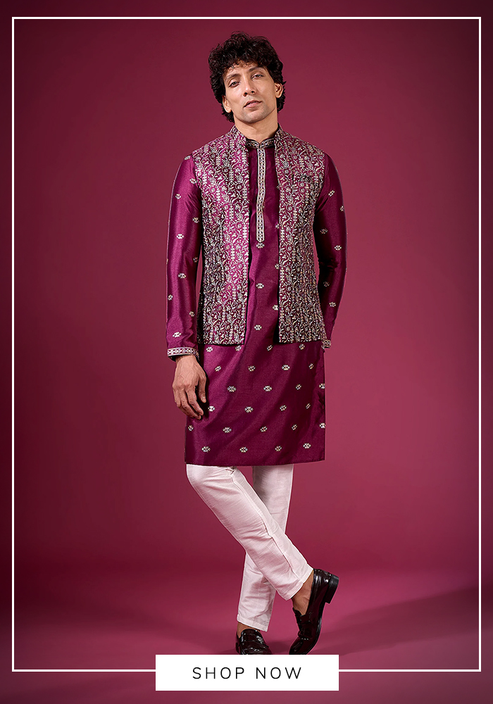Purple bundi kurta set