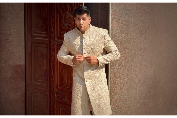 Sachin Anand in Arihant Rai Sinha ivory and gold sherwani