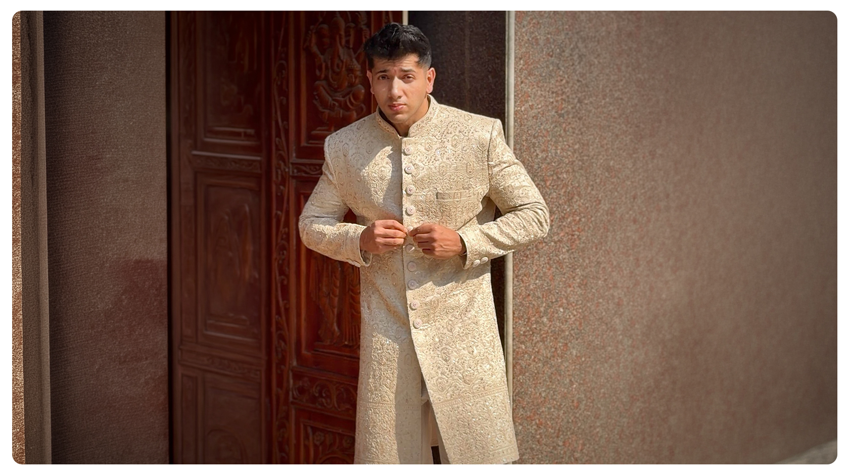 Sachin Anand in Arihant Rai Sinha ivory and gold sherwani