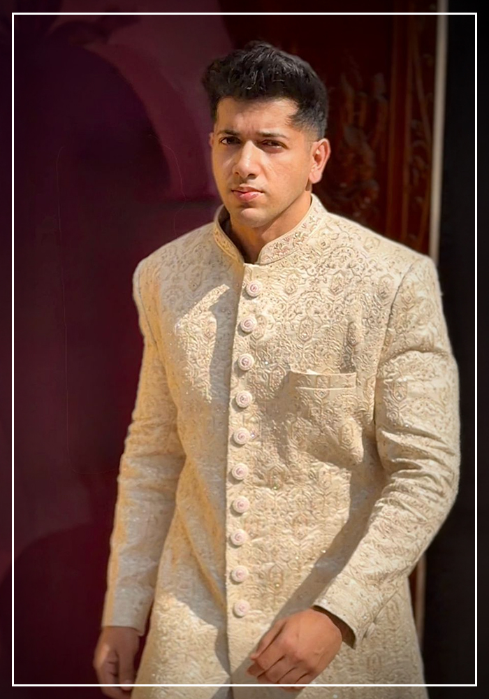 Sachin Anand wearing Arihant Rai Sinha look