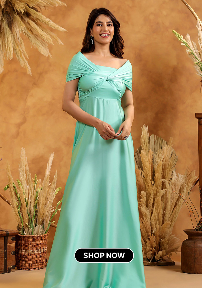Satin Off-Shoulder Gown