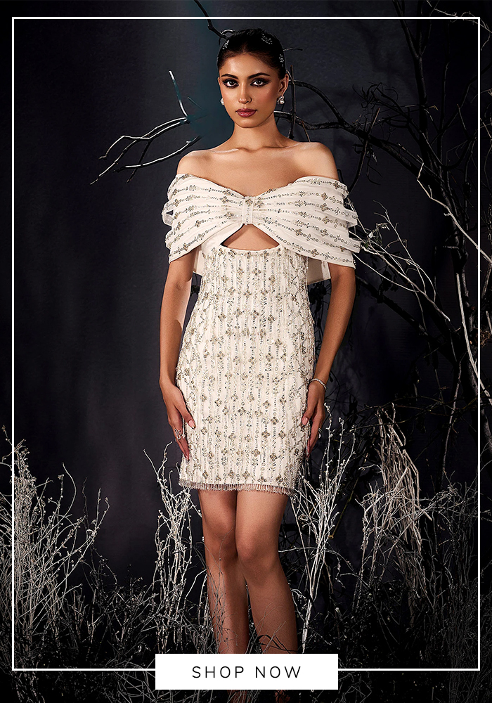 Shiwany Awasty 3D bow tie mini dress