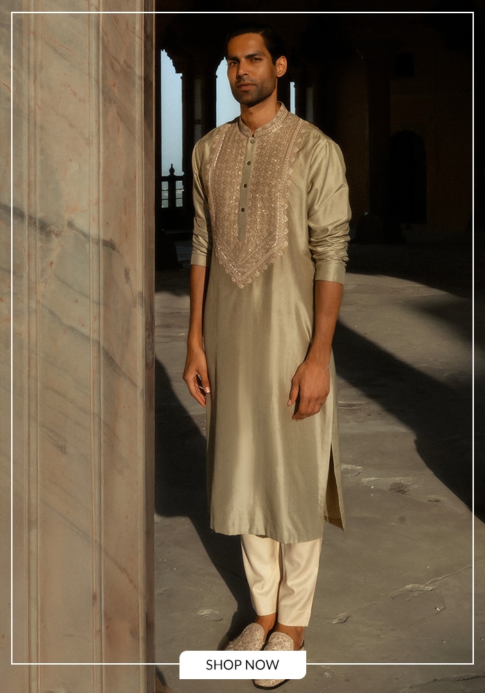 Silk Embroidered Kurta Set