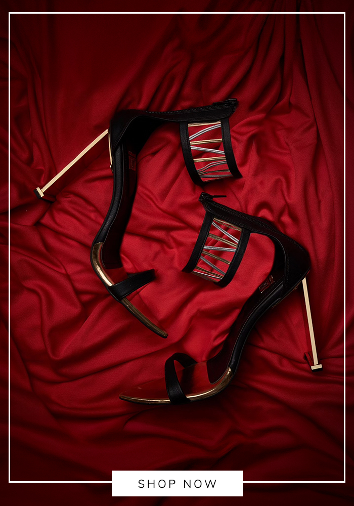 Tiesta black strappy heels