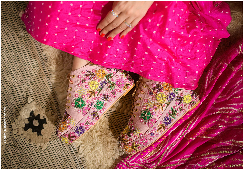 Tiesta pink bridal sneaker wedges