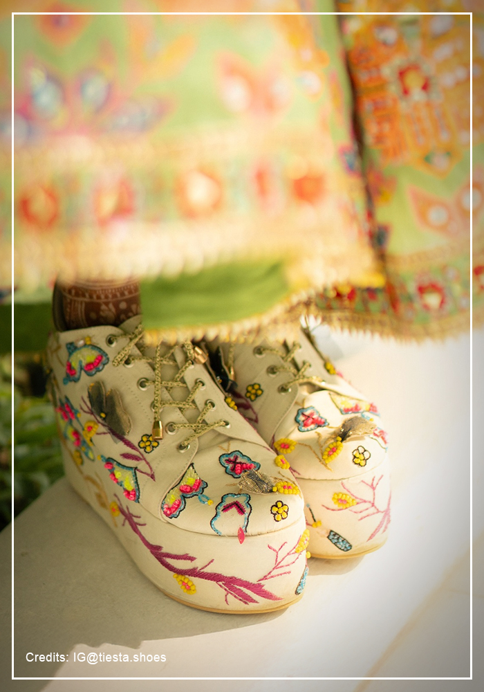 Tiesta white embroidered bridal sneakers