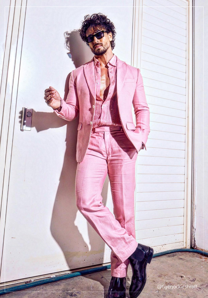 Tiger Shroff in Pink tuxedo
