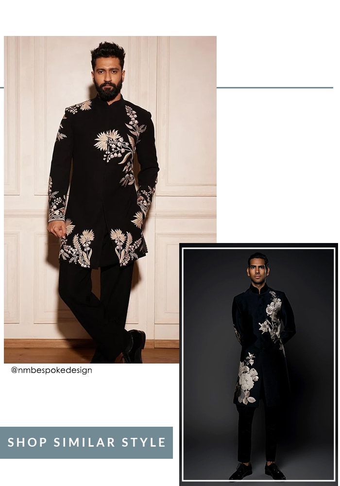 Vicky Kaushal's black tonal embroidered sherwani