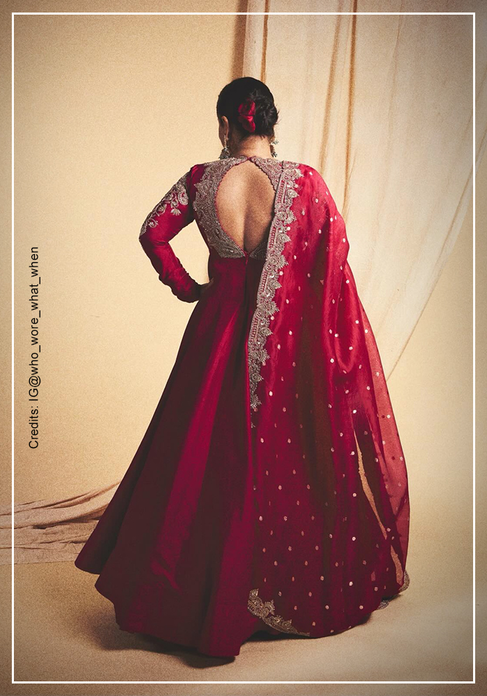 Vidya Balan in backless red anarkali