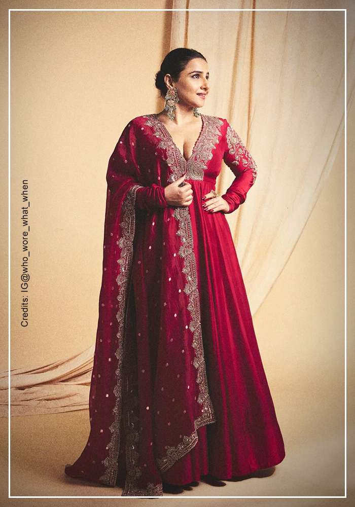 Vidya Balan in red anarkali